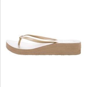 Tory Burch Thin Wedge Logo Flip-Flops